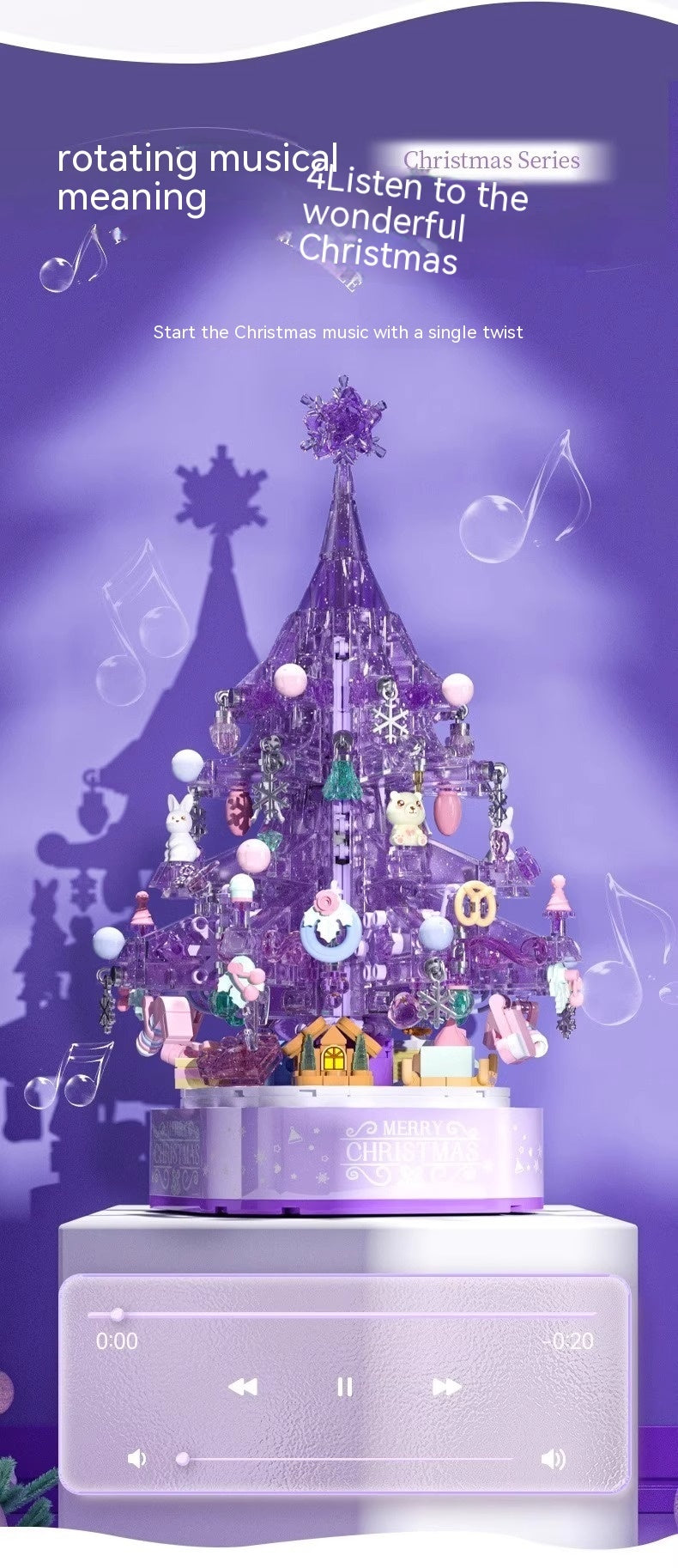 Bloques de construcción de partículas pequeñas para ensamblar, modelo de rompecabezas de árbol de Navidad