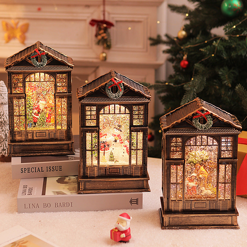 Caja de música navideña Caja de música Lámpara LED de cristal luminosa Decoración navideña Luz de noche Regalo de Navidad