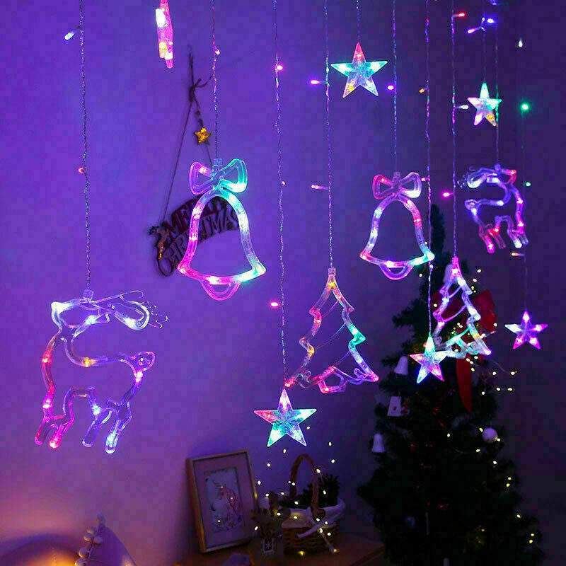 Cortina de luces LED para ventana con forma de estrella para Navidad, fiestas, hogar y interiores