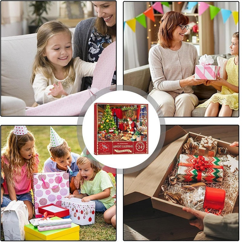 Caja sorpresa con rompecabezas de cuenta regresiva para Navidad