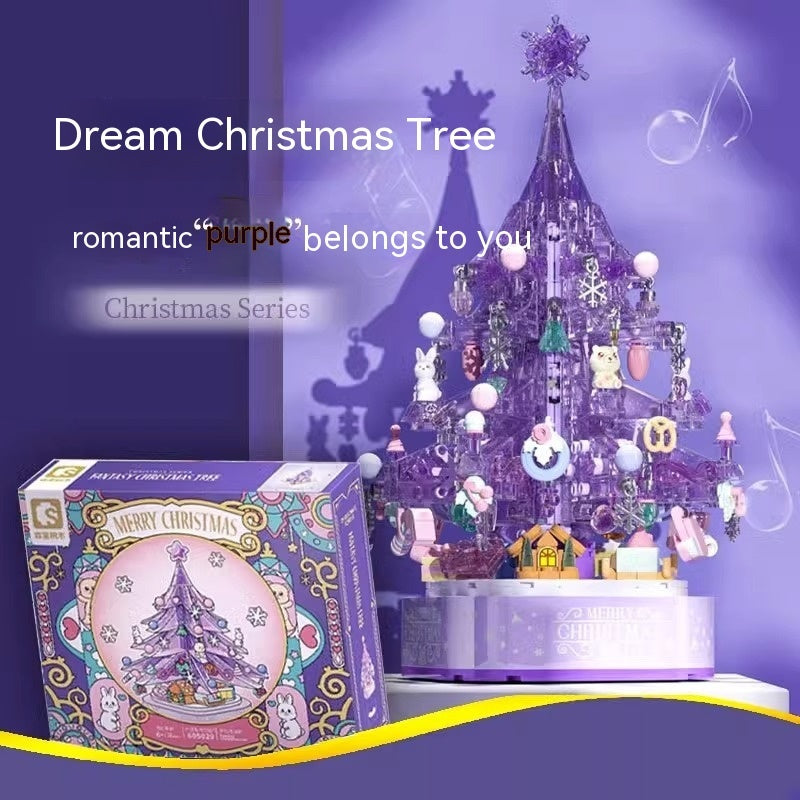 Bloques de construcción de partículas pequeñas para ensamblar, modelo de rompecabezas de árbol de Navidad