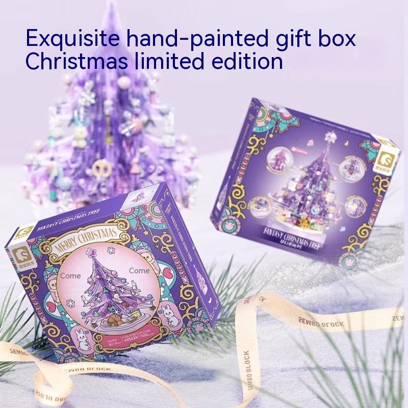 Bloques de construcción de partículas pequeñas para ensamblar, modelo de rompecabezas de árbol de Navidad